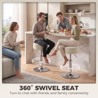 HOMCOM Bar Stool Adjustable Swivel Chair Velvet-Feel Seat 1 Piece, Beige(m-5)