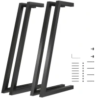 HOMCOM Juego de 4 Patas de Mesa Cuadradas Industriales para Muebles con Pies Ajustables 43x3x72 cm Negro(m-1)