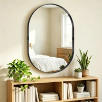 HOMCOM Wall Mirror, Bathroom Mirror with Elevated Aluminium Alloy Frame, 60 x 90 cm, Black(m-10)