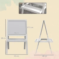 AIYAPLAY Kids Easel, Art Easel with Double Sided Whiteboard, Chalkboard, Storage, 2 in 1 Standing Easel for Toddlers 18-48 Months, White(m-3)