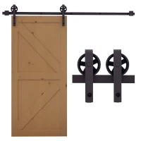HOMCOM Gleitschienen-Bausatz für Schiebetür, inkl. Schienen, Rollen, Bodenstopper, 183 cm, bis 100 kg belastbar, Dunkelbraun(m-12)