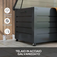 Outsunny Baule da Esterno da 311L con Serratura e 2 Maniglie, in Acciaio Zincato, 120x62x66 cm, Grigio Scuro(m-5)