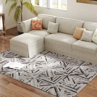 HOMCOM Modern Area Rug, Triangle Pattern Non-Slip Washable Rug, Chenille Floor Carpet for Living Room, Bedroom, Dining Room, Home Office, 290 x 200 cm, Brown(m-8)
