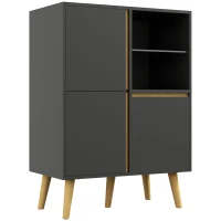 HOMCOM Meuble de rangement design modene avec étagères réglables et pieds en bois massif 70 x 40 x 96,1 cm gris foncé(m-12)