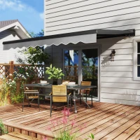Outsunny Klemmmarkise mit Handkurbel höhenverstellbar Gelenkarmmarkise 250 cm breit UPF 50+ Grau(m-8)