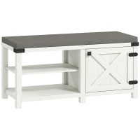 HOMCOM Zapatero con Asiento Compartimentos para 7 Pares de Zapatos para Entrada Salón Dormitorio 100x40x48 cm Blanco Grisáceo(m-1)