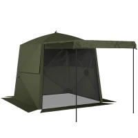 Outsunny Pop Up Gazebo Waterproof Instant Shelter with Awning Mesh Windows for Camping Patio 2 x 2 m, Army Green(m-1)