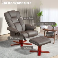HOMCOM Faux Leather Manual Recliner and Footstool Set - Brown(m-6)