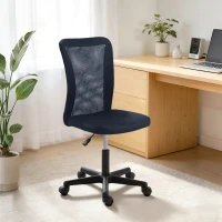 Vinsetto Computer Desk Chair, Mesh Office Chair with Adjustable Height and Swivel Wheels, Armless Study Chair, Dark Grey(m-8)