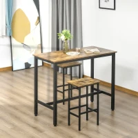 HOMCOM Industrial Bar Stools, Set of 2 Kitchen Breakfast Bar Chairs with Footrest, Counter Height Island Stools for Dining Area, Home Pub, Rustic Brown(m-11)