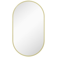 HOMCOM Espejo de Baño Ovalado 40x70 cm Espejo Decorativo de Pared con Marco de Aluminio para Salón Horizontal o Vertical Dorado