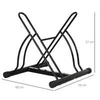 HOMCOM Rastrelliera da Terra per 2 Biciclette con Pneumatici fino 6.5 cm, Telaio Orientabile in Acciaio Nero, 60x54x57cm(m-3)
