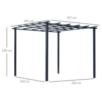 Outsunny 3 x 3 Meter Metal Pergola Garden Gazebo Grape Trellis for Climbing Plants Outdoor Sun Shelter Arbours(m-3)