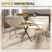 HOMCOM Mesa Redonda de Comedor para 2 Personas con Patas de Acero Cruzadas Ø80x75 cm Blanco Roble(m-5)