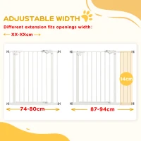 PawHut Adjustable Safety Gate w/ One Extensions, Four Adjustable Screws, White(m-7)