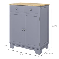 HOMCOM Meuble de rangement buffet salon avec placards, 2 tiroirs et étagères réglables, 68x40,3x85cm, gris et bois naturel(m-3)