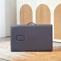 HOMCOM Camilla de Masaje Plegable con Marco de Madera con Altura Regulable y Bolsa de Transporte 186x60x61-87 cm Púrpura(m-9)