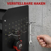 Outsunny Gartenwerkzeug-Organizer 2-stufig Gartengeräte Ständer mit Haken Seitenfach bis 50 kg 61,8 x 23 x 32,7cm Schwarz(m-5)