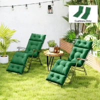 Outsunny Set of Two 190 x 56cm Sun Lounger Cushions - Green(m-2)