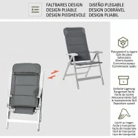 Outsunny Scaun de pescuit pliabil cu brațe și spătar reglabil, din aluminiu și poliester, 75x61,5x76-115 cm, gri(m-7)