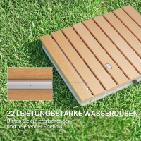 Outsunny Bodendusche Gartendusche mit einstellbar Fußrad Aluminium bis 4 m Fontänenhöhe 70 x 55 cm Naturholz(m-4)