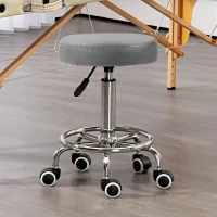 Vinsetto PU Leather Rolling Stool, Height Adjustable Stool Chair with Wheels for Salon, Massage, Spa, Grey(m-10)
