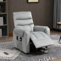 HOMCOM Vibration Massage Rise and Recliner Chair, Electric Power Lift Recliner with Remote Control and Side Pockets, Grey(m-10)