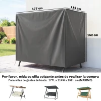Outsunny Funda para Balancín de Jardín con Cremallera Cubierta para Muebles de Exterior 177x114x152 cm Gris Oscuro(m-3)