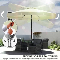 Outsunny Parasol de jardin extérieur parasol inclinable rond Ø2,7 m avec manivelle et protection solaire UV50+, beige(m-5)