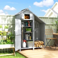 Outsunny Garden Outdoor Storage Shed 3 Shelves Tilt Roof w/ Firewood Rack Log Carrier, 129L x 51.5W x 180H cm(m-10)