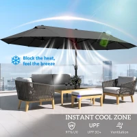 Outsunny 4.6m Double Garden Parasol - Black(m-5)