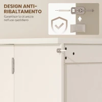 HOMCOM Credenza Cucina, Mobile Dispensa Rustico con 12 Portaspezie, Ripiani Regolabili, 2 Ante, per Sala da Pranzo Soggiorno, 60x40x120 cm, Crema(m-7)