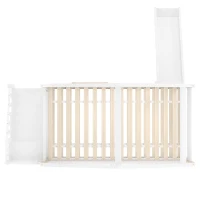 Modern Minimalist Kids Bunk Bed with Slide and Storage Stairs, Solid Wood House Bed for Siblings and Sleepovers, 194L x 90W x 206H cm, White(m-10)