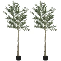 HOMCOM Set of Two Silk Leaf Artificial Olive Trees(m-11)
