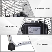 HOMCOM 18" Chrome Metal Floor Fan with Tilting, High Velocity, 3 Speed, Portable Gym Fan for Home Office, Silver(m-4)
