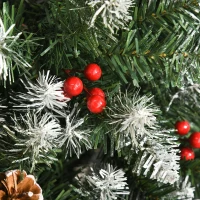 HOMCOM 6FT Artificial Christmas Tree Xmas Pencil Tree with Red Berries and Pinecones Holiday Home Indoor Decoration with Foldable Feet, Green(m-9)
