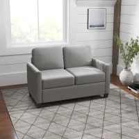 HOMCOM 2 Seater Sofa, Channel Tufted Modern Fabric Couch, Comfy Upholstered Small Sofa Loveseat with Spring Cushion, Back Pillow, for Living Room, Bedroom, Office, Light Grey(m-8)