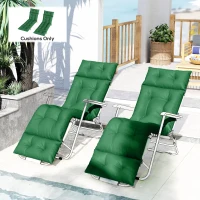 Outsunny Set of Two 190 x 56cm Sun Lounger Cushions - Green(m-14)