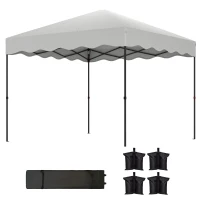 Outsunny Carpa Plegable 3x3m con Protección UV Altura Ajustable y Bolsa con Ruedas para 6-9 Personas Blanco(m-11)