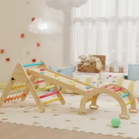 AIYAPLAY 8-in-1 Toddler Climbing Frame, Indoor Play Triangle Set with Slide, Arch and Triangle Ladder, Multicolour(m-10)