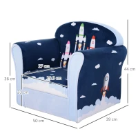 HOMCOM Children Chair Armchair Single Sofa,  50 x 39 x 44cm, for 18M+, Blue(m-3)