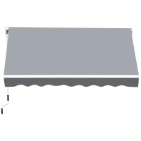 Outsunny Tenda da Sole da Esterno Avvolgibile Manualmente in Alluminio e Poliestere, 2.5x2 m, Grigio e Bianco(m-11)