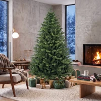HOMCOM Árvore de Natal Artificial 180 cm com suporte de madeira de pinho, pinheiro nórdico com sistema de dobradiça, 889 pontas de ramos, Verde(m-4)