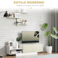 HOMCOM Mueble de Salón para TV con Mesa para Televisor 150x31,5x40 cm y Estante de Pared 95,5x16x60 cm Natural(m-5)