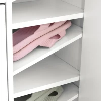 HOMCOM Shoe Cabinet with 3 Flip Drawers, Narrow Shoe Storage Cabinet with 5-tier Cupboard and Adjustable Dividers for Hallway, Entryway, White(m-9)