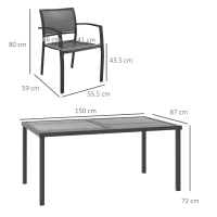 Outsunny Five-Piece Casual Outdoor Dining Set, with Wood-Effect Table - Grey(m-3)