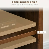 HOMCOM Suport Dulap TV pentru Televizoare de pana la 65”, Centru de Divertisment cu Rafturi Deschise, Dulapuri si Orificii pentru Cabluri pentru Camera de Zi, Maro(m-5)