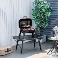 Outsunny Barbecue BBQ Grill a Carbonella Portatile Pieghevole da Tavolo Ferro, porcellana 59x43x39cm Nero(m-10)