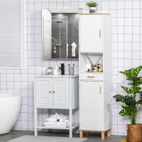 kleankin Mobile Salvaspazio Bagno Mobile a Colonna in Legno Bianco(m-10)