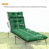 Outsunny Set of Two 190 x 56cm Sun Lounger Cushions - Green(m-3)